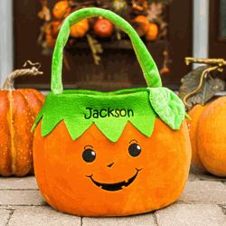 Personalized Plush Pumpkin Trick or Treat Bag