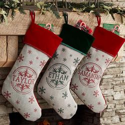 Stamped Snowflake Personalized Christmas Stocking
