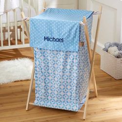 Personalized Collapsible Baby Laundry Hamper in Blue