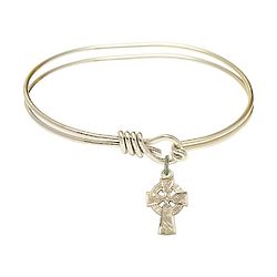 Youth's Gold-Plated Bangle Bracelet with Celtic Cross Charm