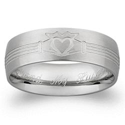 Stainless Steel Men's Engraved Claddagh Wedding Band