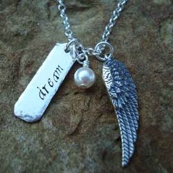 Dream Angel Hand Stamped Sterling Silver Necklace