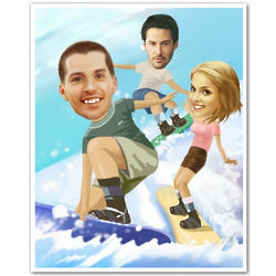 Snowboarding in Summer Caricature Print from Photos