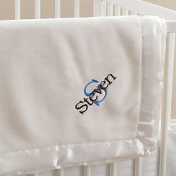 All About Me Ivory Personalized Boy's Baby Blanket