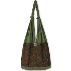Green Flourish Cotton Shoulder Bag