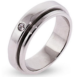 Sterling Silver Spinner Ring with Single CZ Gem