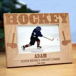 Personalized 4x5 Hockey Wood Picture Frame
