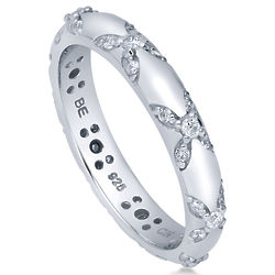 Sterling Silver Cubic Zirconia Flower Band