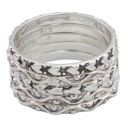 5 Loving Waves Sterling Silver Stacking Rings