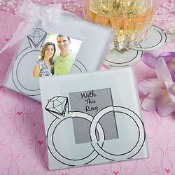 Wedding Rings Glass Photo Coaster