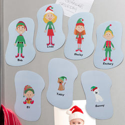 Personalized Christmas Elf Family Refrigerator Magnet