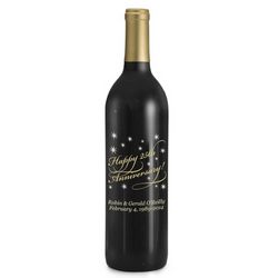 Cabernet Happy Anniversary Etched Wine Bottle
