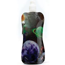Planets Design Foldable Pocket Bottle with Cleaning Brush