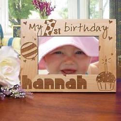 Baby Girl's 1st Birthday Wood 4x6 Picture Frame