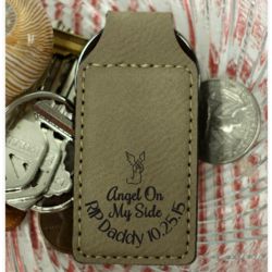 Personalized Angel on My Side Memorial Leather Key Chain