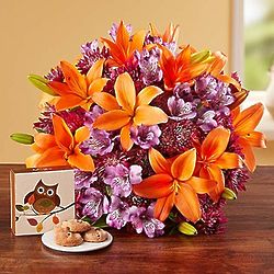 Brilliant Autumn Lily Medley Bouquet with Cookies