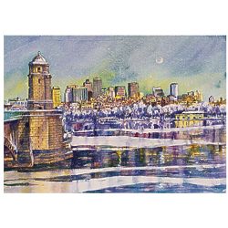 Boston's Charles River in Winter Greeting Cards