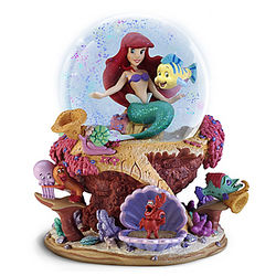 The Little Mermaid Musical Glitter Globe with Ariel and Sebastian