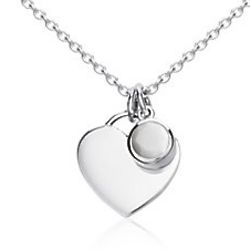 Opal Birthstone Polished Heart Pendant in Sterling Silver