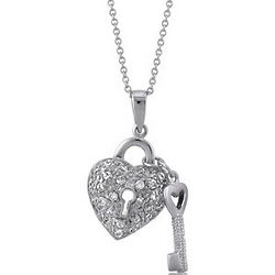 Sterling Silver Heart Lock and Key Necklace
