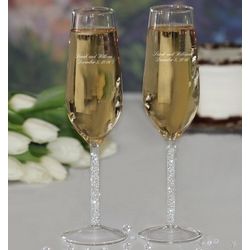Toasting Flutes with Glitter-Glass Stems