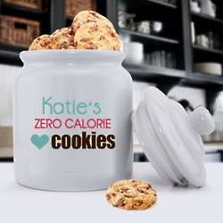 Personalized Zero Calories Ceramic Cookie Jar