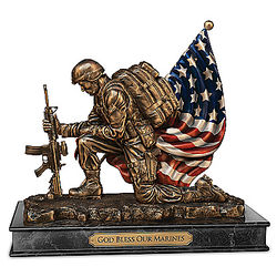 God Bless Our Marines Cold-Cast Bronze Tribute Sculpture