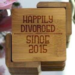 Personalized Happily Divorced Beverage Coasters