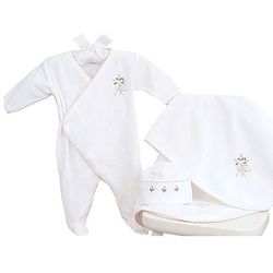 Velour Layette Set with Flower Motif