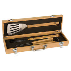 Personalized Bamboo 3-Piece BBQ Set