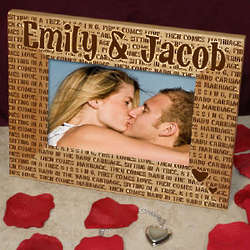 Personalized Kissing Wood Picture Frame