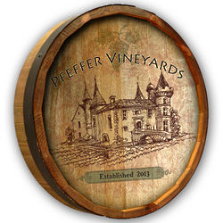 Personalized Vintage Vineyard Quarter Barrel Bar Sign