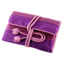 Happy Travels Silk Blend Jewelry Roll in Purple