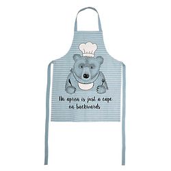 Cotton Apron with Bear in Blue