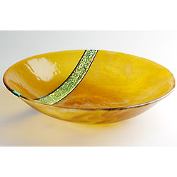Handcrafted Fused Amber Glass Bowl