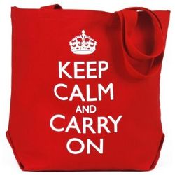 Keep Calm and Carry On Red Canvas Tote Bag