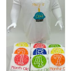 Personalized First Year Set of Baby Bodysuits