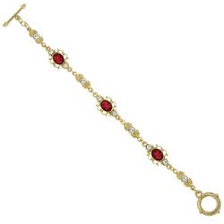 Downton Abbey Ruby Red Gold Filigree Link Bracelet