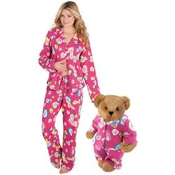 15" Conversation Hearts Teddy Bear and Women's X-Small Pajamas