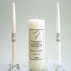Ribbon Heart This Day Personalized Unity Candle Set