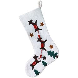 Reindeer Sleigh Wool Christmas Stocking