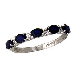 Five Stone Sapphire and Diamond Ring in 14k White Gold