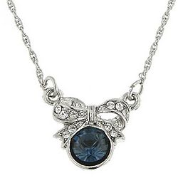Downton Abbey Blue Sapphire Silver Bow Necklace