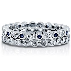 Multi-Color Cubic Zirconia Sterling Silver Eternity Band