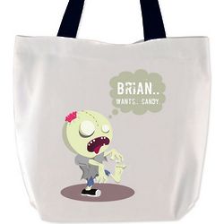 Personalized Zombie Boy Halloween Treat Bag