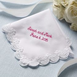 Embroidered Scalloped Lace Wedding Handkerchief
