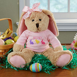 Girl's Personalized Stuffed Easter Bunny Plush Doll