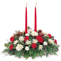 Candlelight Christmas Evergreen Centerpiece