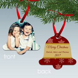 Merry Christmas Custom Photo Bell-Shaped Aluminum Ornament