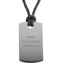 Engravable Gunmetal and Leather Dog Tag